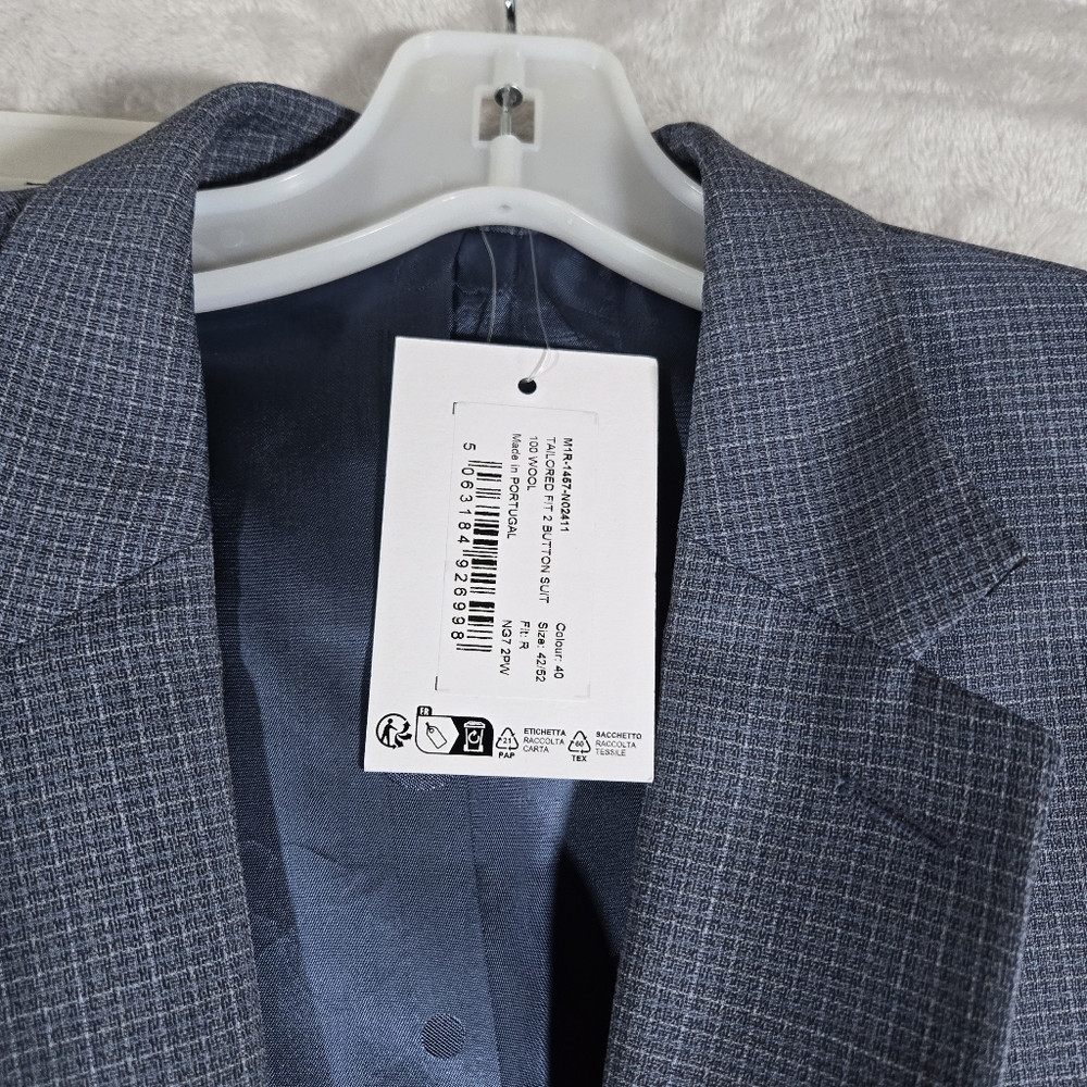 Paul Smith Designer Men’s Suit Soho Fit Blue 42R Jacket 36 Waist Unhemmed Plaid - Picture 3 of 16